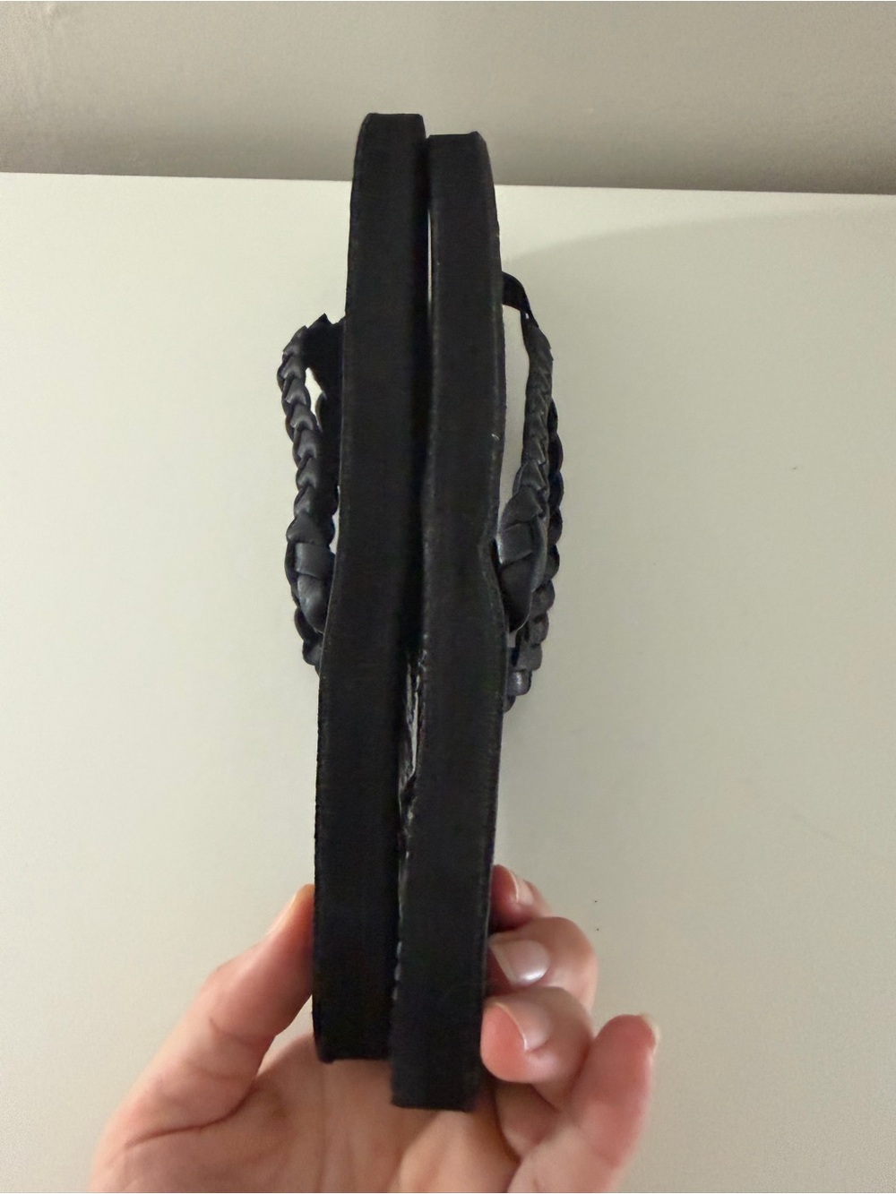 Rainbow Twisted Sister Black Braided Leather Flip Flops like new women 9.5-10.5 - Picture 7 of 9